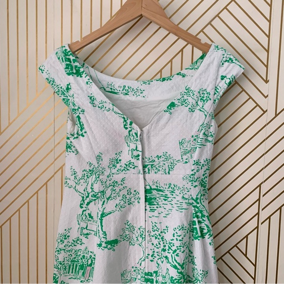 Lilly Pulitzer Allura Spring Fever Toile Dress cotton size boatneck cap sleeve 0 - Picture 6 of 12